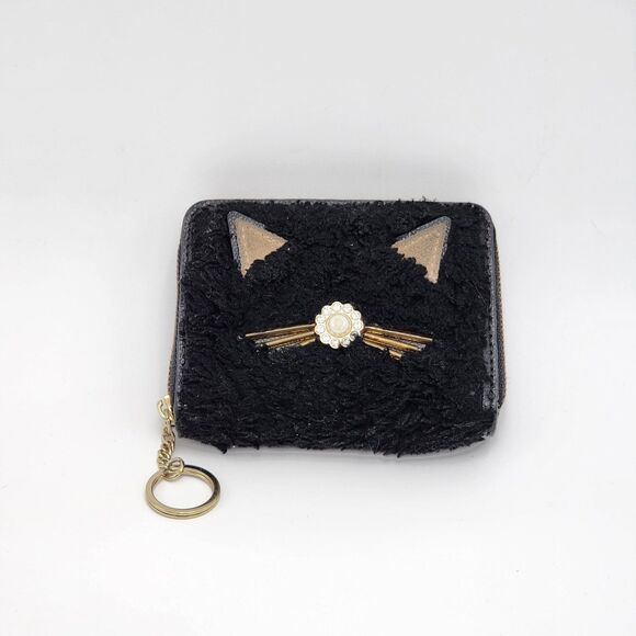 Kate Spade Brighton Lane Dani Black Cat Kitty Wallet Keychain - Picture 1 of 8